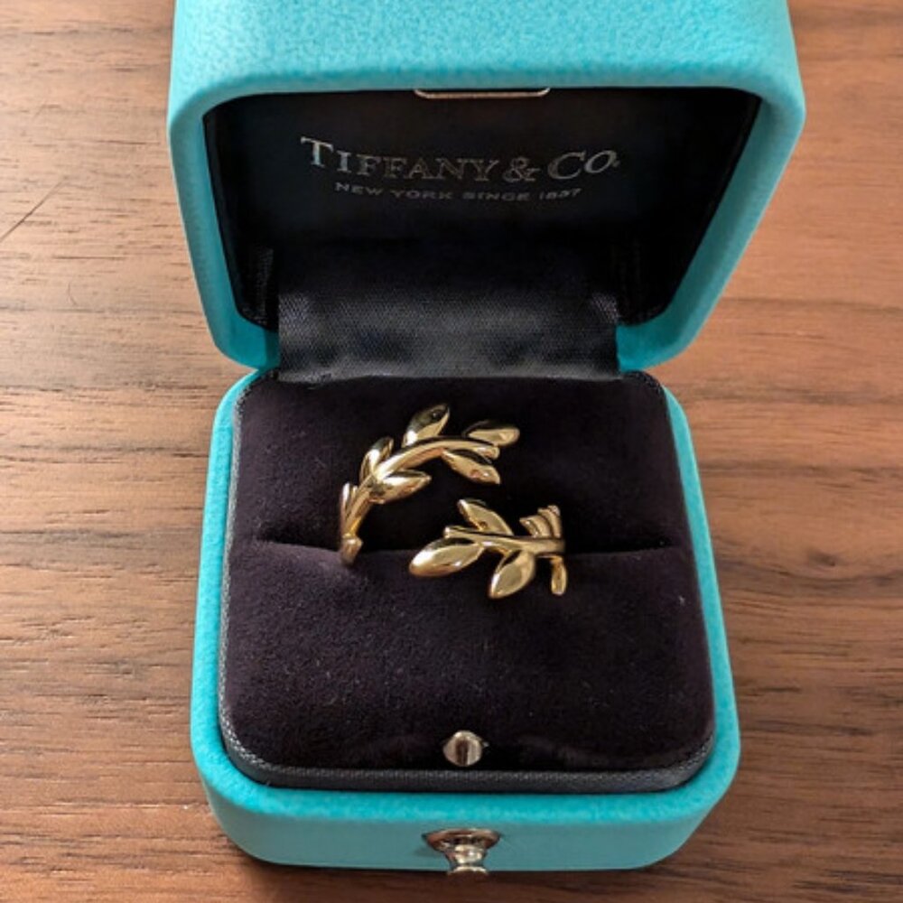 Tiffany Paloma Picasso Olive Leaf Bypass Ring - Yellow Gold
